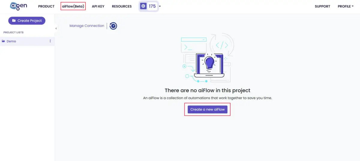 เลือกเมนู aiFlow
